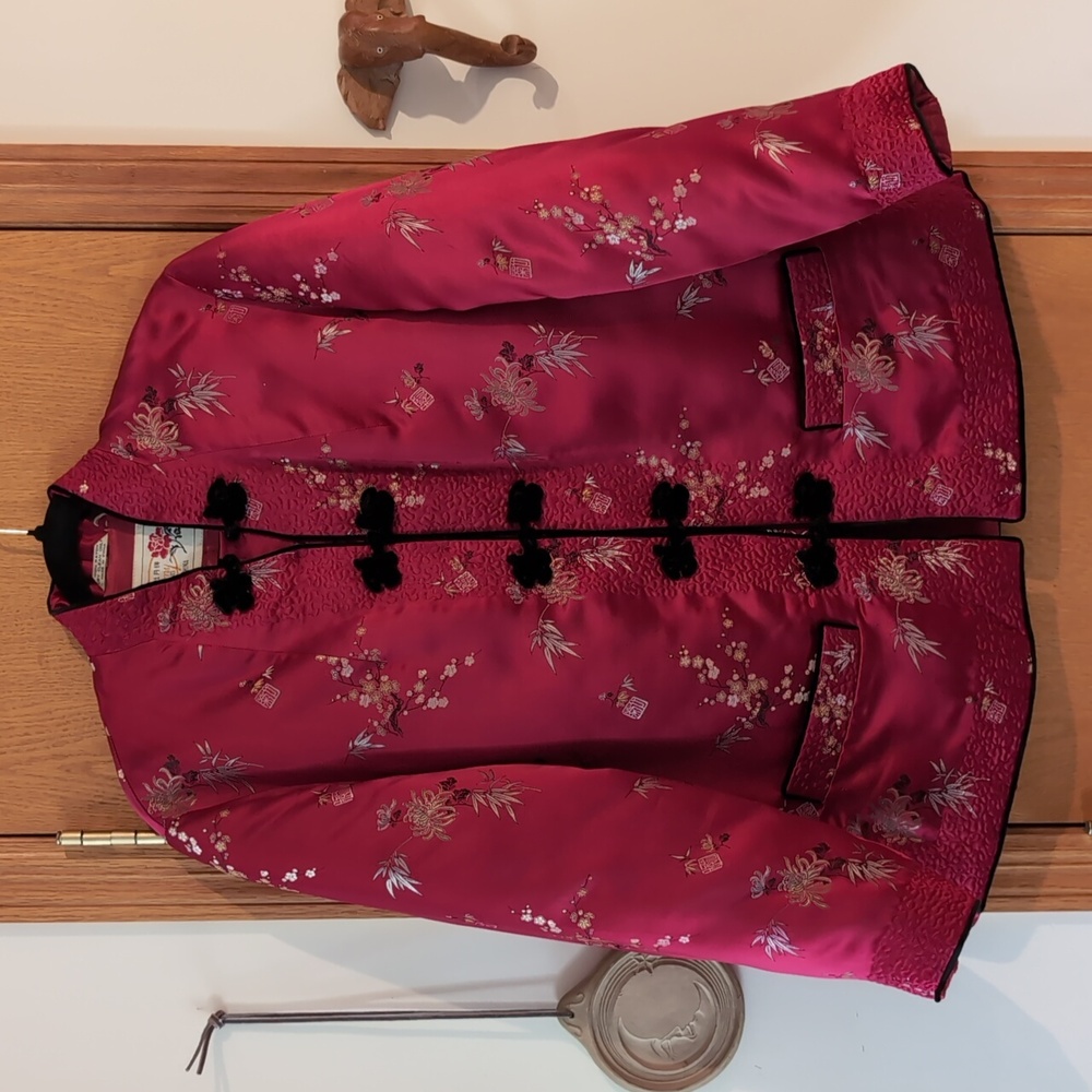 Red Floral Satin Jacket